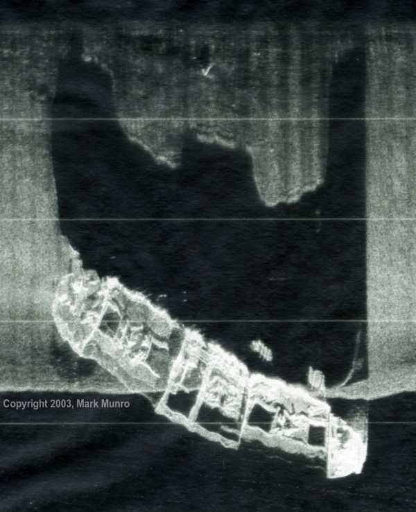 Sidescan sonar image of the wreck of the Cape Fear